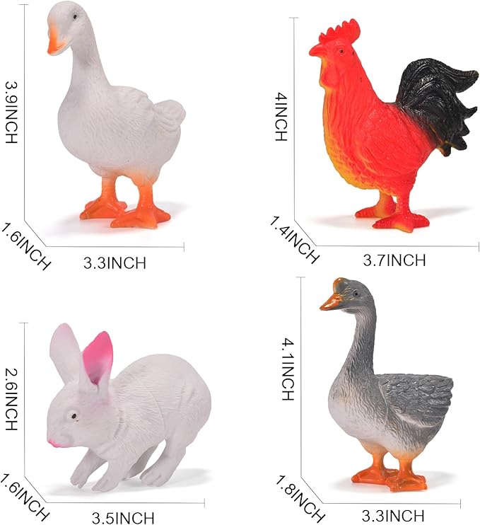 12 Pack Large Farm Animals Toys for Kids 3-5 Year Old Toddlers 1-3 Realistic Plastic Farm Animal Figures Playset Animal Poultry for Learning-PurrikoPets