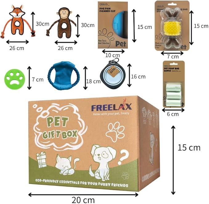 Durable Dog Chew Toys Gift Box – Eco-Friendly Teething Toys for Aggressive Chewers, Plush & Squeaky Toys, Toothbrush, Ideal Gift Basket for Medium & Large Dogs-PurrikoPets