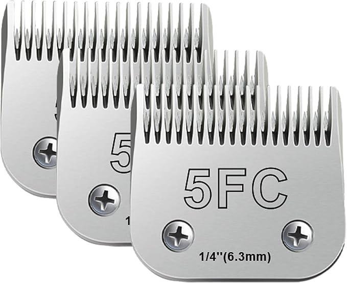3pcs 5FC Blades for Dog Grooming Blades Compatible with Andis,Oster A5,Wahl km10 Dog Clippers,Size-#5FC, 1/4-Inch Cut Length (6.3mm) (3pcs #5FC (6.3mm))-PurrikoPets