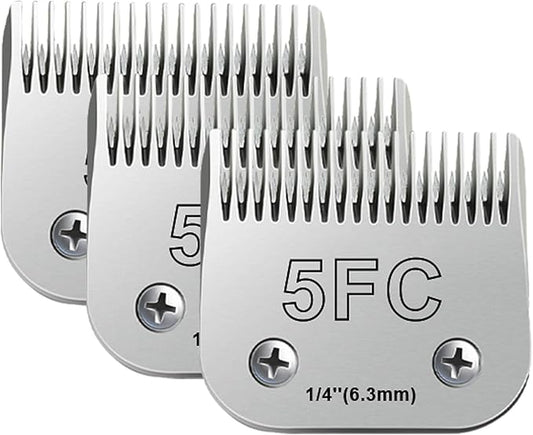 3pcs 5FC Blades for Dog Grooming Blades Compatible with Andis,Oster A5,Wahl km10 Dog Clippers,Size-#5FC, 1/4-Inch Cut Length (6.3mm) (3pcs #5FC (6.3mm))-PurrikoPets
