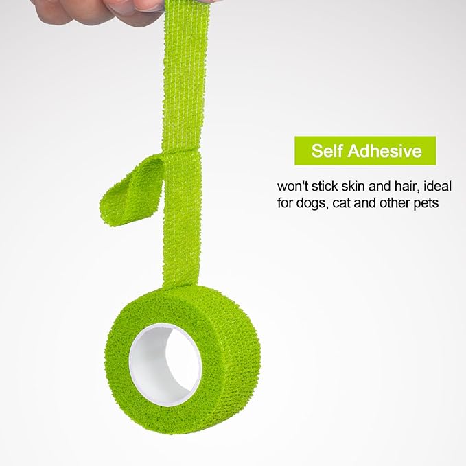 12 Pack Self Adhesive Bandage Wrap 1 Inch Cohesive Bandage Self Adherent Vet Wrap for Dog Pets Elastic Bandage Finger Tape Self Stick Wrap for First Aid Sports Athletic Tape (Mixed Colors)-PurrikoPets