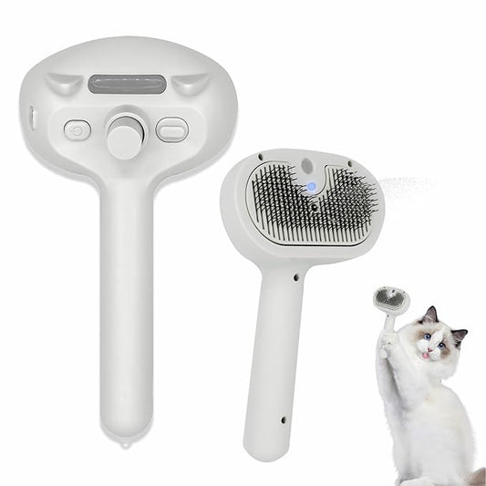4 in 1 Cat Steam Brush, Self Cleaning Steamy Pet Brush, Anti Static Pet Spray Hair Removal Comb for Removes Loose Hair and Reduces Shedding-PurrikoPets