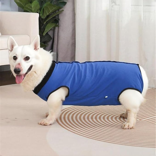 Dog Surgery Recovery Suit,Abdominal Surgical Suit for Dogs,Recovery Suit for Dogs,Prevent Licking Surgical Wound Dog Cone Alternative Blue L-PurrikoPets