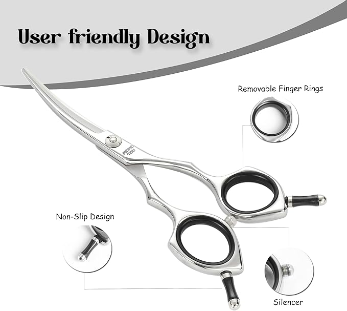 Dog Grooming Scissors 5'' Small Curved Pet Shears Super Light Professional 440C Stainless Steel Pet Shears for Trimming Face and Paws Nose Ear Easy Use.-PurrikoPets