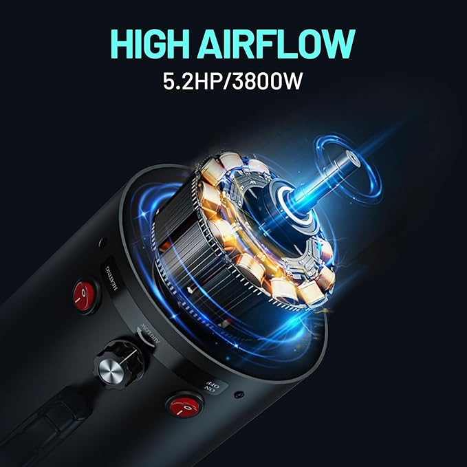 Dog Dryer High Velocity Dog Hair Dryer with 4 Nozzles 5.2HP/3800W (Professional Super Cyclone), Stepless Adjustable Speed Temperature Dogs Grooming Blow Dryer with Heater for Pets Hair Dryer, Black-PurrikoPets