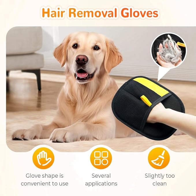 2Pcs Pet Hair Removal Gloves, 2025 New Electrostatic Pet Hair Remover, Washable Reusable Cat Grooming Gloves for Bed Sheets Couch Clothes Carpet, Premium Pet Care Accessory for Cats and Dogs (2)-PurrikoPets