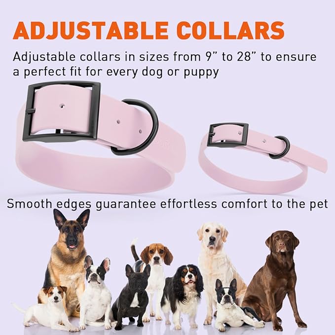 Dogline Biothane Waterproof Dog Collar Strong Coated Nylon Webbing with Black Hardware Odor- Proof for Easy Care Easy to Clean High Performance Fits Small Medium or Large Dogs, Pastel Purple-PurrikoPets