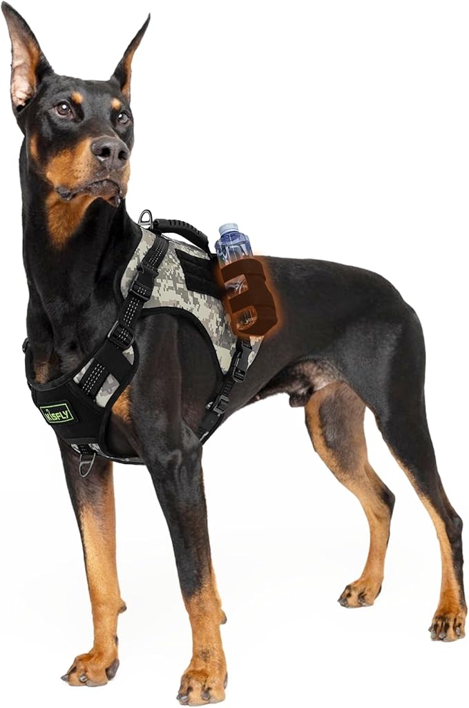 Dog Tactical Harness with Reflective Design, Breathable and Adjustable Tactical Dog Vest, No Choke Harness, Military Grade Gear for Training, Hunting, Outdoor Adventures, Camouflage M-PurrikoPets