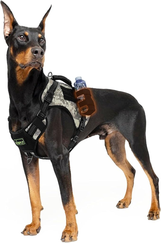 Dog Tactical Harness with Reflective Design, Breathable and Adjustable Tactical Dog Vest, No Choke Harness, Military Grade Gear for Training, Hunting, Outdoor Adventures, Camouflage M-PurrikoPets