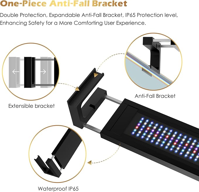 GLOWRIUM Saltwater Aquarium Light, Smart Reef Coral Fish Tank Light with Bluetooth + WiFi Dual Control App, DIY Spectrum, Brightness Adjustable, Anti-Drop, Real Time Water Temperature Sensor(48-60 in)-PurrikoPets