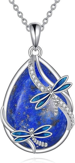 KQF Dragonfly/Butterlfy/Cat/Jellyfish/Bunny/Axolotl/Bee/Mermaid/Hummingbird/Elephant Necklace for Women Sterling Silver Moonstone Pendant Necklace Dragonfly Jewelry Gifts for Women