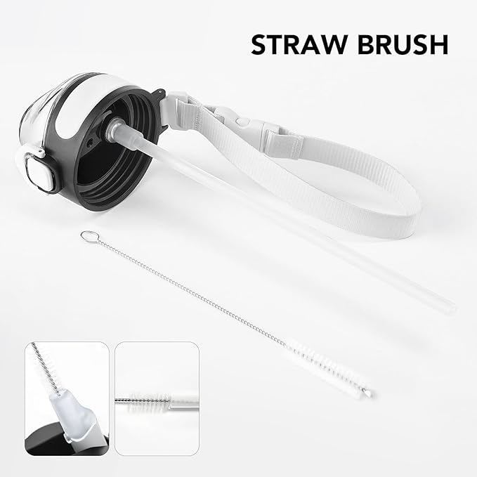 Enerbone 32 oz Insulated Water Bottle, Stainless Steel Bottle with Carrying Strap, Double-Wall Vacuum Insulation Design, Leakproof Sports Bottle with Straw, Keep Drinks Cold or Hot for Hours-PurrikoPets