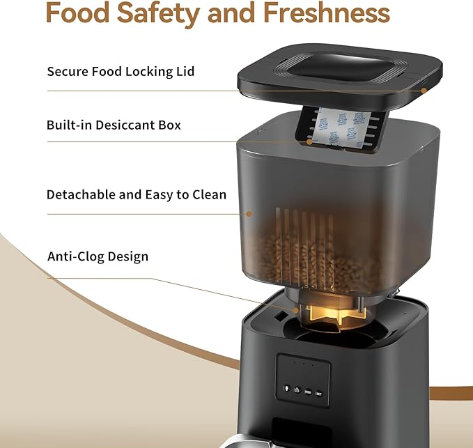 Espelho Automatic Cat Feeders WiFi: 2.4Ghz Smart APP Control- Timed Cat Food Dispenser with Desiccant Bag Keep Fresh for Indoor- Easy Set Up and Clean with Voice Recorder- Up to 10 Meals per Day-PurrikoPets