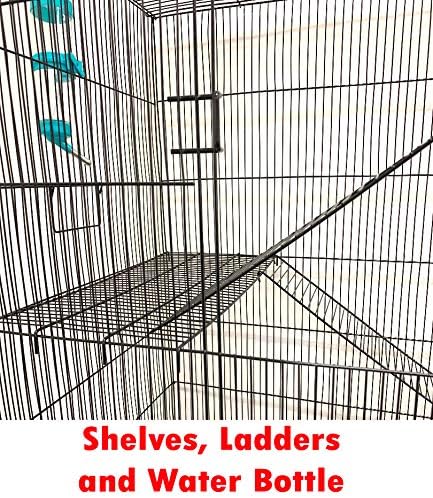 Extra Large 4-Floors with Tight 3/8-Inch Bar Spaing for Ferret Chinchilla Sugar Glider Rats Mice Hamster Gerbil Squirrel Rodent Degu Dagus Small Animal Critter Cage-PurrikoPets