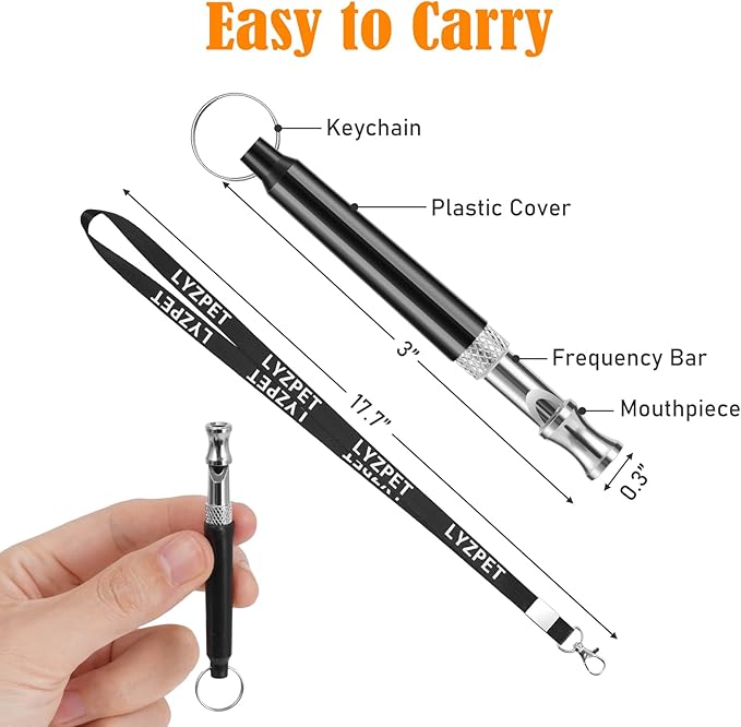 Dog Whistle, Dog Whistle to Stop Barking Neighbors Dog, Adjustable Ultrasonic Silent Training Device, Black-PurrikoPets