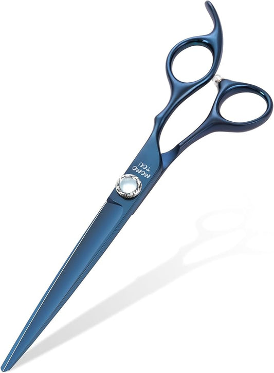 7 inch Matte Blue Straight Dog Grooming Scissors Professional 440C Stainless Steel Dog Shears Smooth Cutting Comfortable Grip and Easy to Use for Groomers and Home Use-PurrikoPets