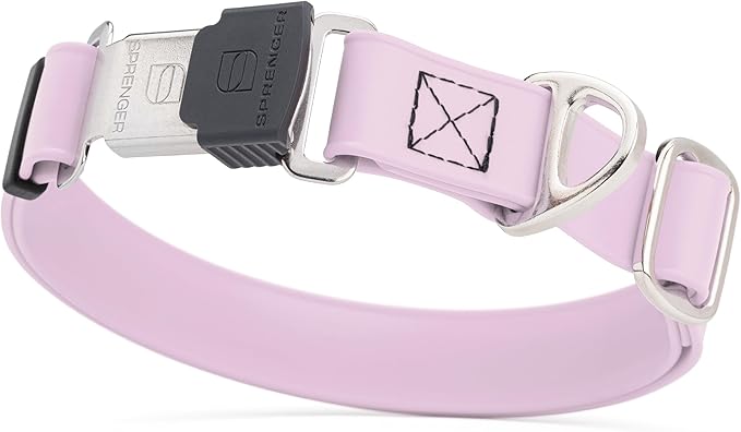 Dogline Biothane Waterproof Dog Collar with Herm Sprenger Stainless Steel Quick Release Buckle – Heavy Duty Tactical Durable Collar for Dogs – Comfortable and Safe Pet Collar, W 1" L 15-25", Pastel-PurrikoPets