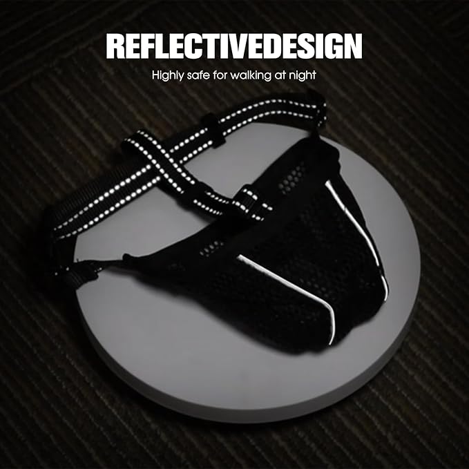 Dog Muzzle, Mesh Soft Muzzle for Small Medium Large Sized Dogs, Breathable Adjustable Puppy Muzzles for Scavenging Biting Licking and Chewing, Allows Panting and Drinking (Reflective Mesh, M)-PurrikoPets