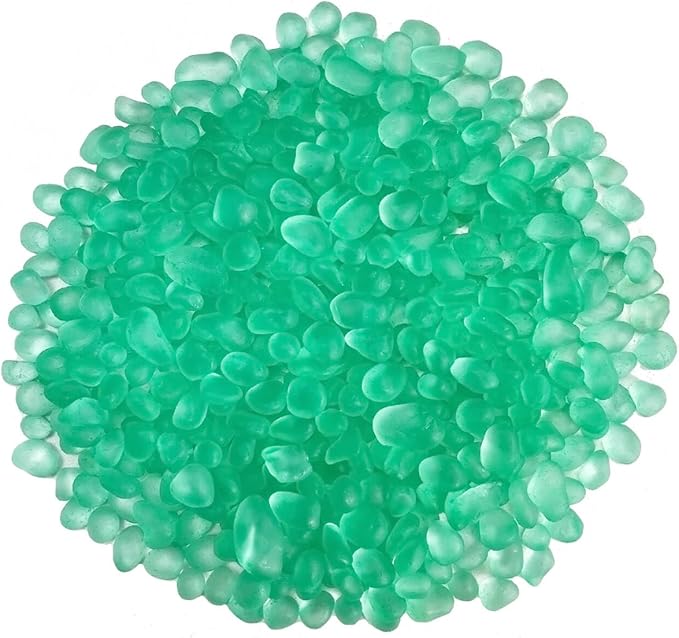 Glass Stones, 0.85LB/385g Aquarium Gravel Rocks, Mint Green Pebbles for Fish Tank, Sea Glass for Vase Filler Craft-PurrikoPets