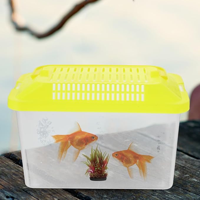 FRCOLOR Portable Plastic Turtle Tank - Transparent Aquarium Carrier Box for Small Pets Ideal for Hamsters Lizards and Fish Easy to Feed and Clean-PurrikoPets
