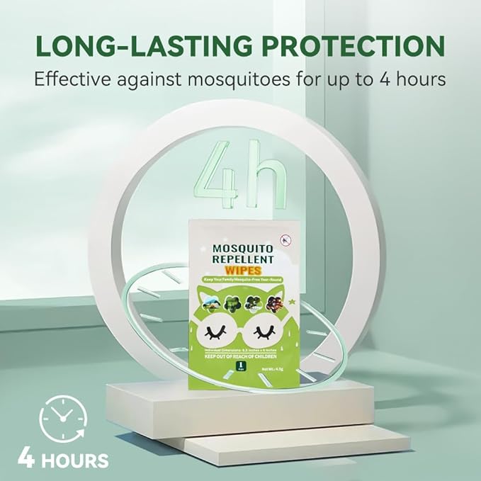 30 PCS Mosquito Repellent Wipes, Individually Wrapped Insect Repellent Wipes Made of Natural Plant-Based Essential Oils, Safe & Effective Insect Protection Perfect for Outdoor Activities, Long-Lasting-PurrikoPets