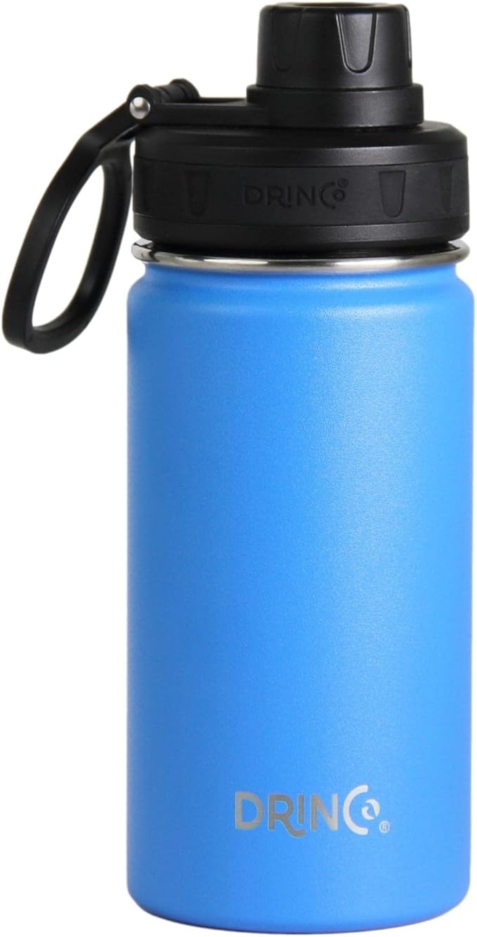 DRINCO Stainless Steel Water Bottle Spout Lid Vacuum Insulated Double Wall Water Bottle Wide Mouth (40oz 32oz 22oz 18oz 14oz) Leak Proof Keeps Cold or Hot (14 oz, 14oz Royal Blue)-PurrikoPets