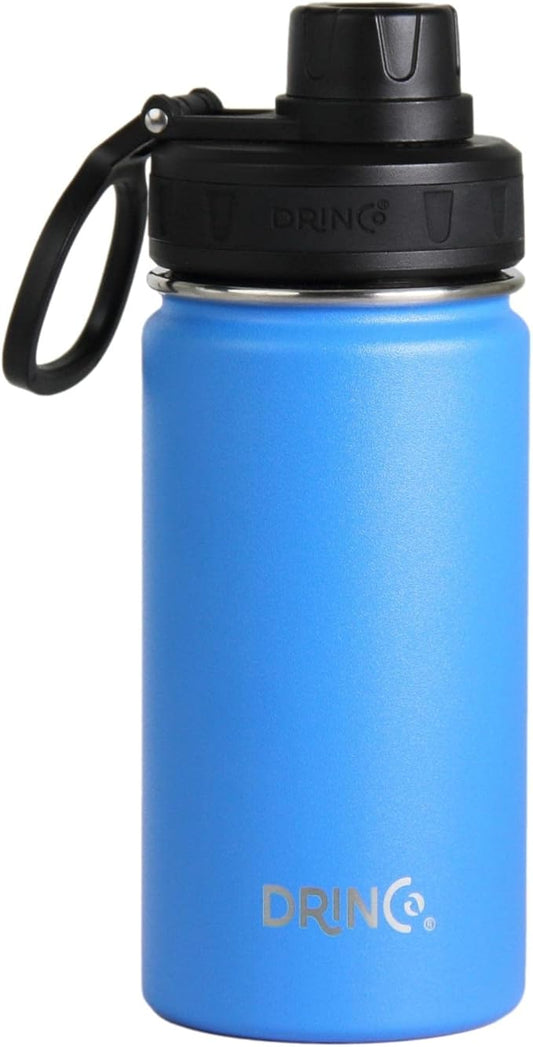 DRINCO Stainless Steel Water Bottle Spout Lid Vacuum Insulated Double Wall Water Bottle Wide Mouth (40oz 32oz 22oz 18oz 14oz) Leak Proof Keeps Cold or Hot (14 oz, 14oz Royal Blue)-PurrikoPets