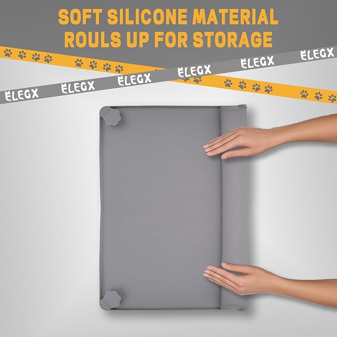 ELEGX Pee Pads Tray 30 X 36 Inches, Silicone Dog Bedpan Tray, High Edge Puppy Pad Holder Tray for Easy to Clean and Spill Free Dog Bedpan Training Pad Tray with Fixing Buckle-PurrikoPets