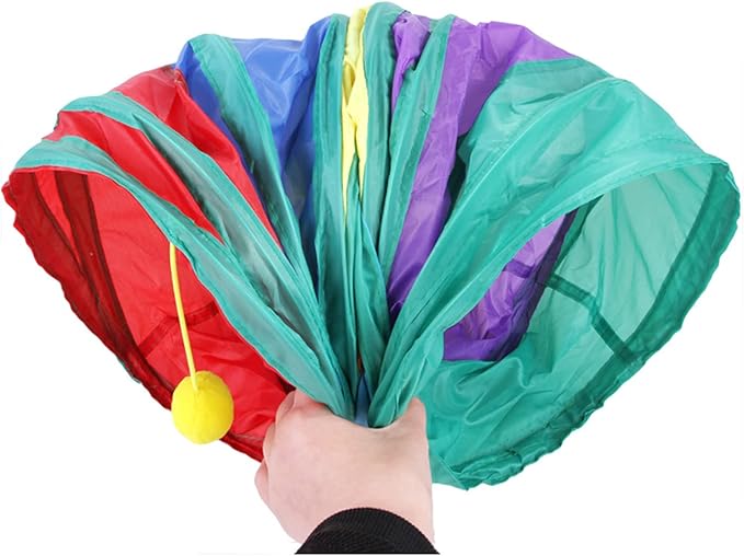 32Pcs Cat Toys Kitten Interactive Pet Toys Assortments, Foldable Rainbow Tunnel, Teaser Wand Fluffy Mouse Crinkle Balls Bell Play for Puppy Kitty (3 way)-PurrikoPets