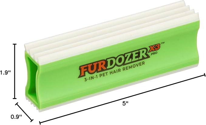 FurDozer X3 PRO Pet Hair Remover & Auto Detailing Tool - Cat & Dog Hair Remover for Carpets, Car Interiors, Couches, Bedding, & Pet Furniture - Reusable Pet Hair Removal Tool for Dog Fur & Lint, 5"-PurrikoPets