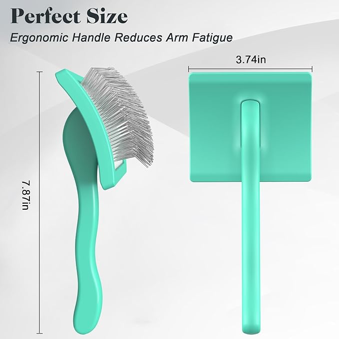 2PCS Slicker Brush for Dogs & Pet Comb,Professional Dog Grooming Brush (Goldendoodles,Poodles,Labradoodles) with Extra Long Pins to Effectively Remove Tangles, Knots and Mats (Cyan)-PurrikoPets