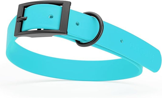 Dogline Biothane Waterproof Dog Collar Strong Coated Nylon Webbing with Black Hardware Odor- Proof for Easy Care Easy to Clean High Performance Fits Small Medium or Large Dogs, Sky Blue-PurrikoPets