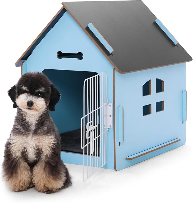 Dog House Indoor for Small Dogs or Cats, Cozy Wooden Design, Small Indoor Bed House, with Air Vents and Elevated Floor Warm Dog Cave-PurrikoPets