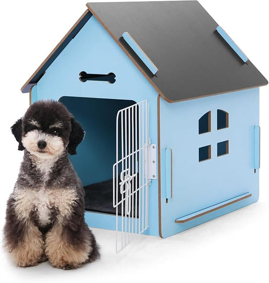 Dog House Indoor for Small Dogs or Cats, Cozy Wooden Design, Small Indoor Bed House, with Air Vents and Elevated Floor Warm Dog Cave-PurrikoPets