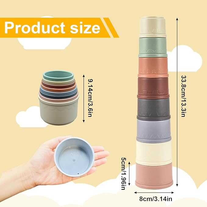 8 Pcs Stacking Cups for Small Animal Toys,Nesting Rabbit Toys of Different Sizes,Safe Plastic Colorful Nesting Toys for Bunny Guinea Pig Hiding Food and Playing-PurrikoPets