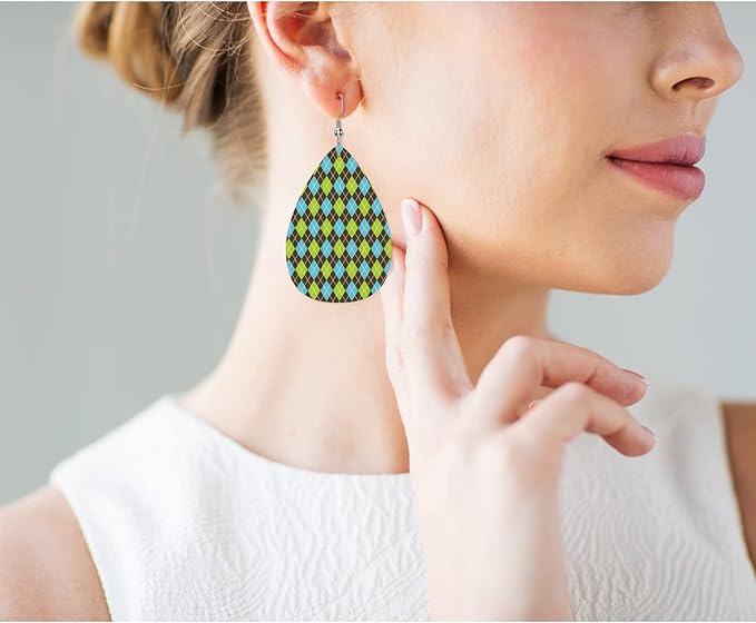 Argyle Pattern Teardrop Earrings