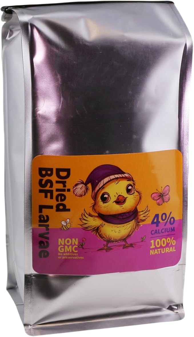 Dried Black Soldier Fly Larvae, 100% Natural, Non-GMO, High-Protein Treats for Chickens, Layer Hens, Wild Birds, Ducks, 13.3 oz, Pack of 4-PurrikoPets
