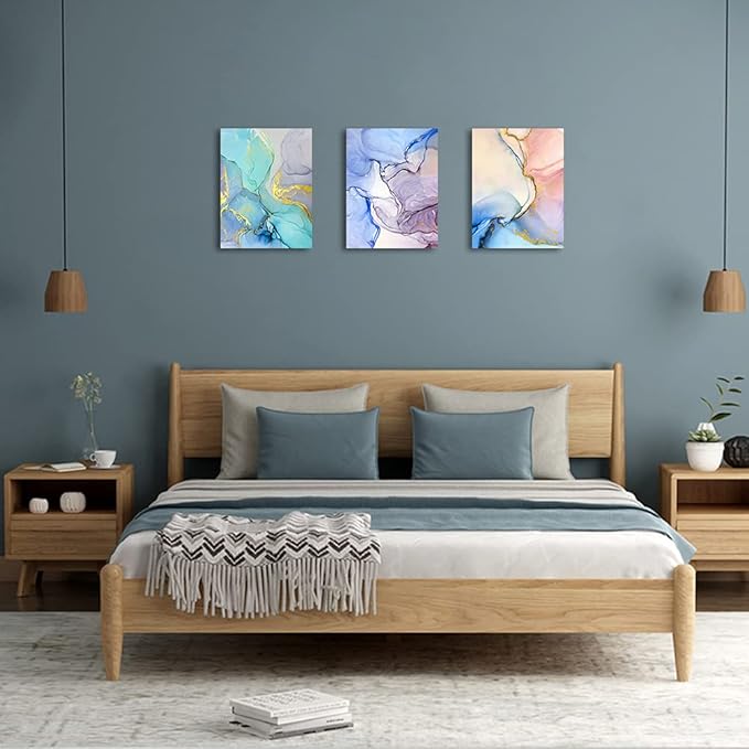 Abstract Wall Decor For Living Room Canvas Wall Art Paintings For Bedroom Colorful Color Abstract Wall Artworks Pictures For Office Kitchen Decoration Bathroom Home Decorations Art 3 Piece 12x16 Inch-PurrikoPets