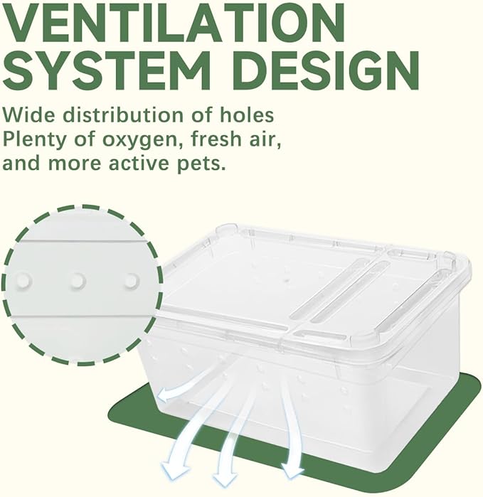 8 PCS Reptile Terrarium Plastic Clear Enclosure Portable Reptile Transport Box for Snakes, Frogs, Lizards, Insects, Scorpions, Geckos, Spiders Perfect Reptile Enclosure.-PurrikoPets