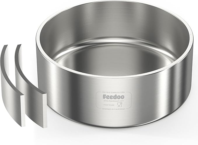 42oz Double Layer 304 Stainless Steel Dog Bowl - Insulated & Durable | Non-Slip Base | Easy to Clean | BPA-Free Safe Dog Food and Water Bowl-PurrikoPets
