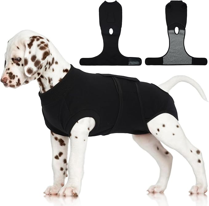 FUAMEY Dog Recovery Suit Male,Dogs Surgery Neuter Suits Puppy Spay Shirts for Female Protect Dog's Skin Anti Licking Abdominal Wounds Doggie Onesie Pet Bodysuit Alternative to Cone Black S-PurrikoPets