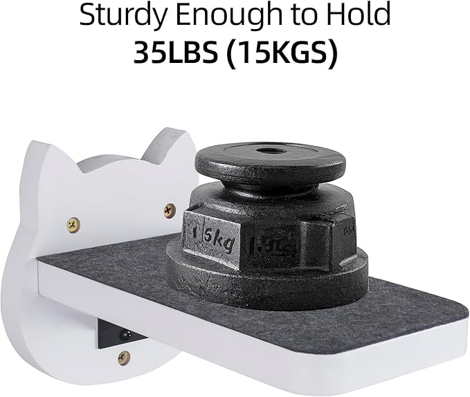 ESPETS White Painted Wooden Cat Wall Floating Steps Set of 3 - Wall Mounted Cat Floating Furniture Shelves and Perches, Sturdy Climber Stairs Ladders - Holds up 30lbs-PurrikoPets