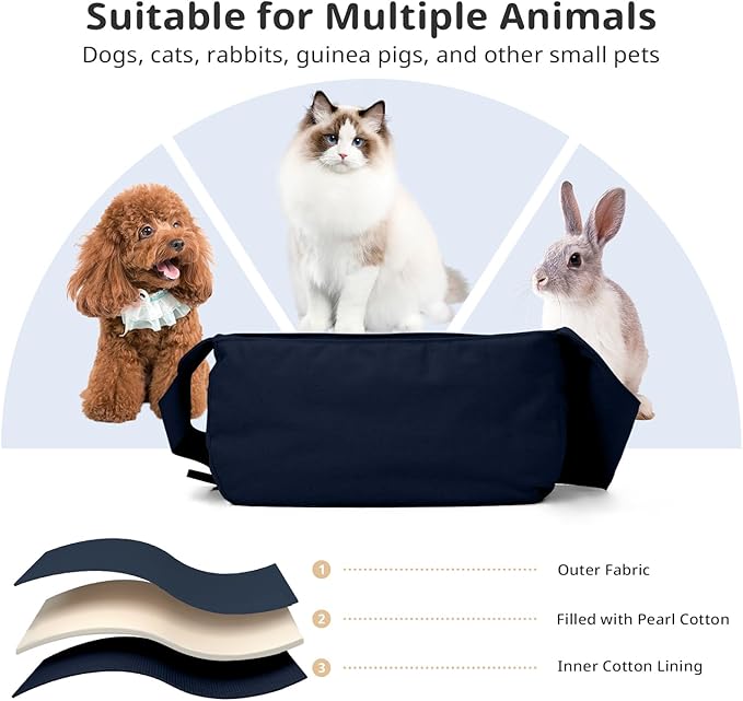 Dog Sling Carrier for Small Dogs and Cats, Lightweight Collapsible Pet Travel Bag with Adjustable Strap, Side Pockets & Breathable Mesh (Navy Blue, 15.7" L x 5.9" W x 8.6" H)-PurrikoPets