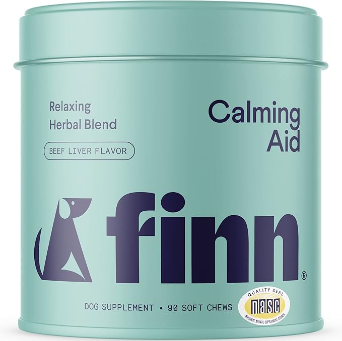 Finn Calming Aid for Dogs - Natural Calming Chews with Melatonin to Support Stress, Separation & Sleep - 90 Soft Chews-PurrikoPets