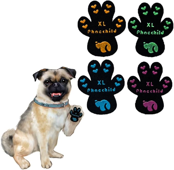 Dog Paw Pads Anti-Slip Grips,Dog Paw Protectors for Senior Dogs on Hot Pavement,Provides Traction to Keep Them from Slipping on Smooth Floors 20 sets-80 Pads Multicolor XL-PurrikoPets