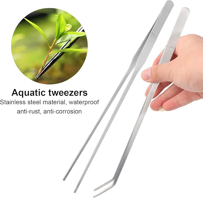 4 in 1 Aquascaping Tools Aquarium Plant Tools Anti-Rust Fish Tank Tools Stainless Steel Tweezers Scissors Spatula for Fish Starter Kits, Aquariums Tank and Terrarium-PurrikoPets