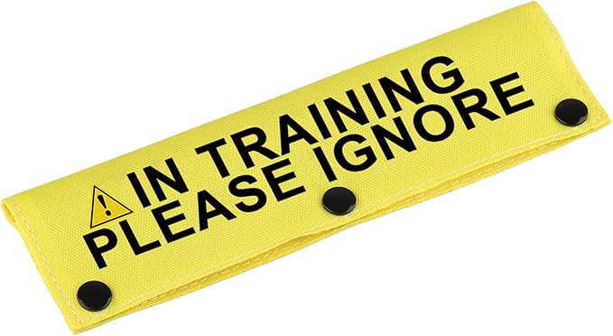 Funny Dog Leash Sleeve in Training Please Ignore Dog Leash Wrap Sleeve Alert Tag Pet Birthday Gift (Training Please Ignore-YE Sleeve)-PurrikoPets