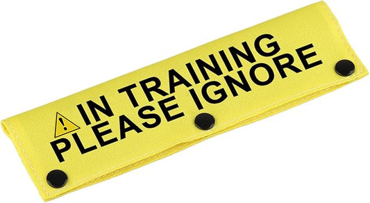 Funny Dog Leash Sleeve in Training Please Ignore Dog Leash Wrap Sleeve Alert Tag Pet Birthday Gift (Training Please Ignore-YE Sleeve)-PurrikoPets