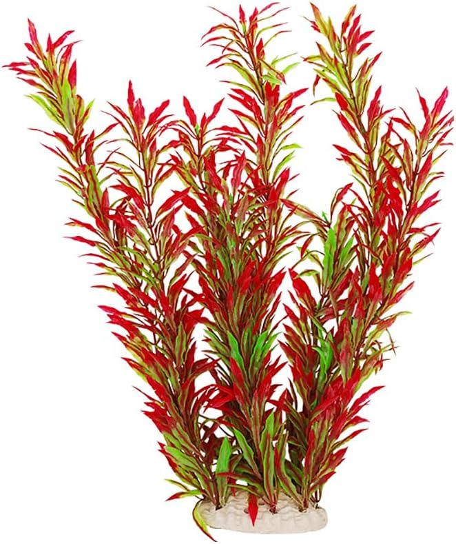 DSkoiph 2 pcs Aquarium Decor Plastic Plants Extra Large 21 Inches Artificial Fish Tank Plants Tall Fish Tank Decorations Artificial Green Water Plants (Wine)-PurrikoPets