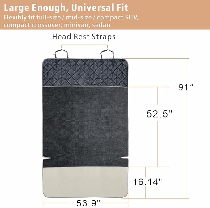 F-color SUV Cargo Liner for Dogs, Water Resistant Pet Cargo Cover Dog Seat Cover Mat for SUVs Sedans Vans with Bumper Flap Protector, Non-Slip, Large Size Universal Fit, Beige-PurrikoPets